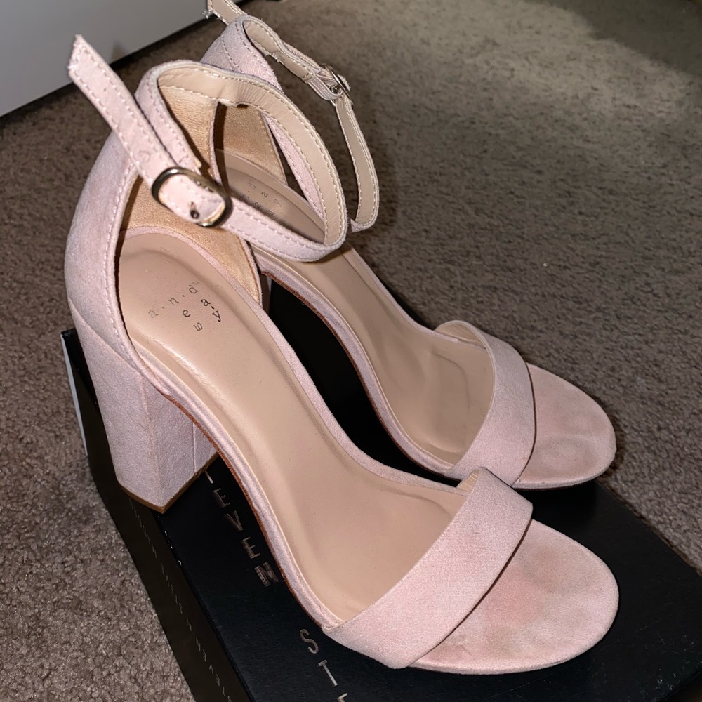 Blush suede block heels size 7